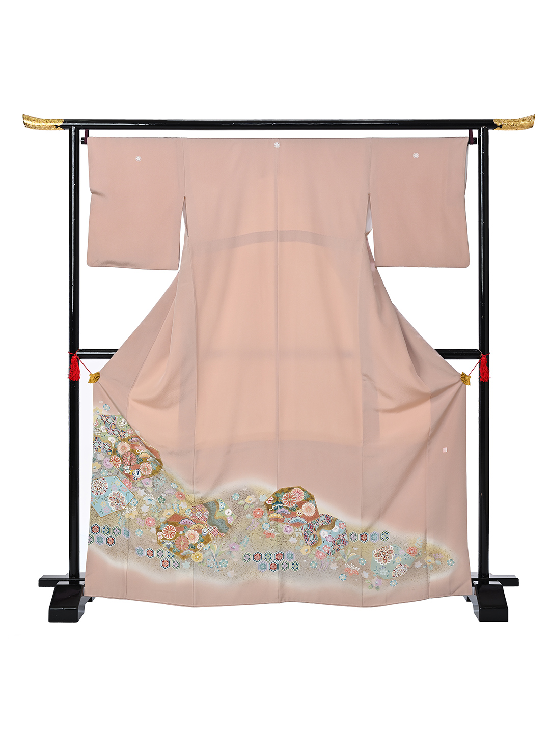 M】 ピンク器物模様に四季花｜hanamizuki