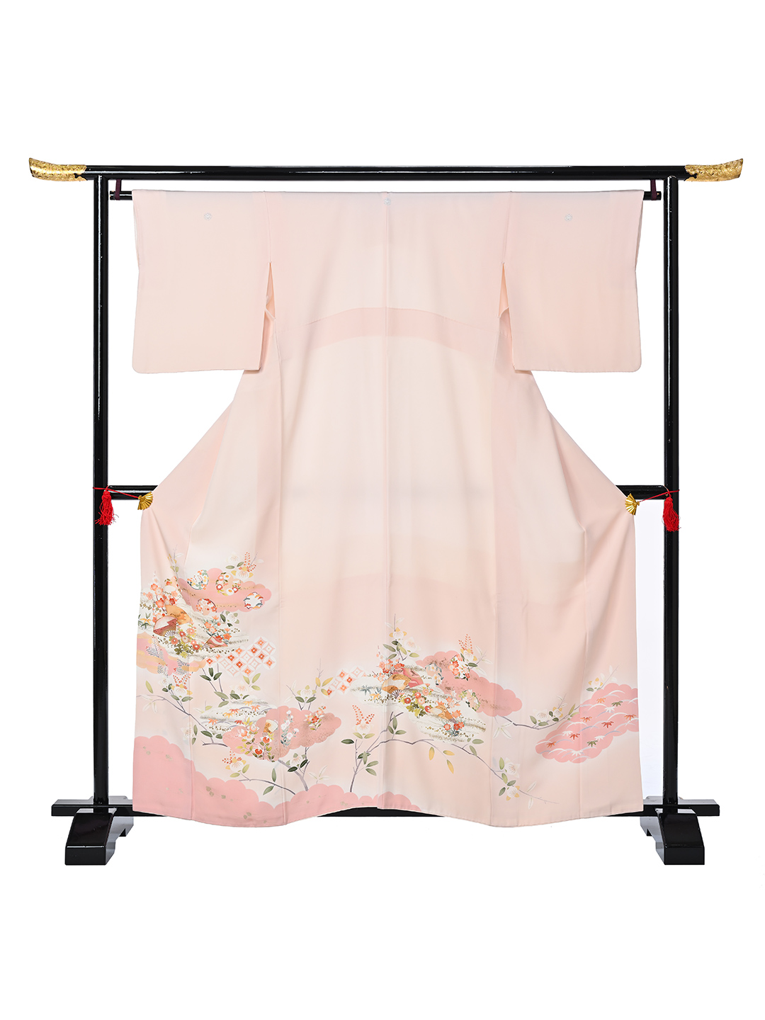【M】 ピンク扇に四季花 【M】 ピンク扇に四季花